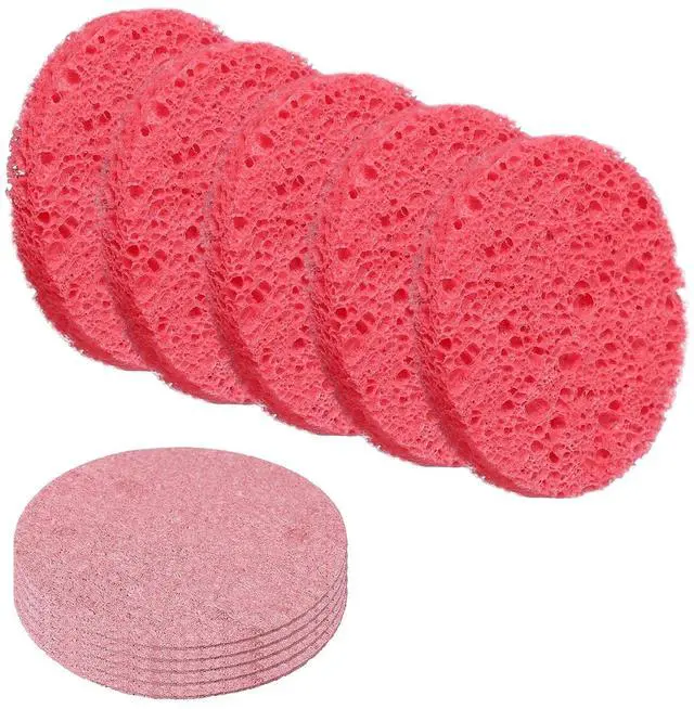 Main image of 10Pcs Cellulose Sponges, Round Kitchen Clean Sponges Non-Scratch Compressed Dish Scrubber for Kitchen Household Cookware Bathroom Cleaning & DIY, Pink