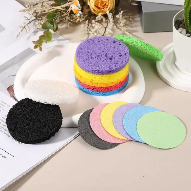 Alt view image 4 of 7 - 10Pcs Cellulose Sponges, Round Kitchen Clean Sponges Non-Scratch Compressed Dish Scrubber for Kitchen Household Cookware Bathroom Cleaning & DIY, Pink