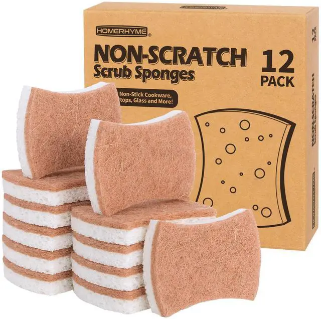 Main image of Natural Dish Sponge 12 Pack, Non-Scratch Scrub Kitchen Sponge, Eco Multipurpose, Odor-Less Dual-Sided for Dish Washing & Household Cleaning