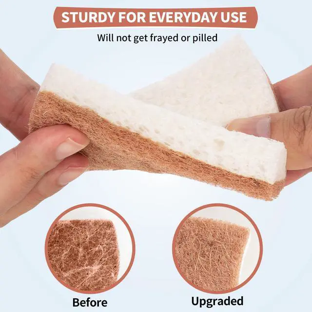 Alt view image 4 of 7 - Natural Dish Sponge 12 Pack, Non-Scratch Scrub Kitchen Sponge, Eco Multipurpose, Odor-Less Dual-Sided for Dish Washing & Household Cleaning
