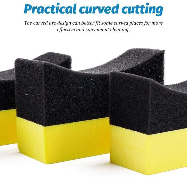 Alt view image 3 of 6 - Car Tire Applicator Dressing Shine Sponge, 4PCS Vehicle Contour Wheel Wax Buffing Applicator Pads, Auto Tire Shine Detailing Cleaning Sponge Tool, Universal for SUV RV Truck