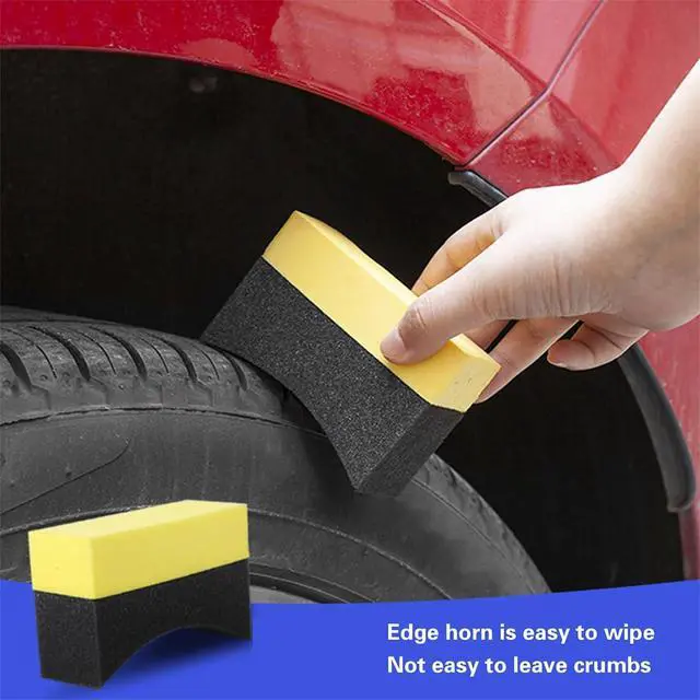 Alt view image 4 of 6 - Car Tire Applicator Dressing Shine Sponge, 4PCS Vehicle Contour Wheel Wax Buffing Applicator Pads, Auto Tire Shine Detailing Cleaning Sponge Tool, Universal for SUV RV Truck