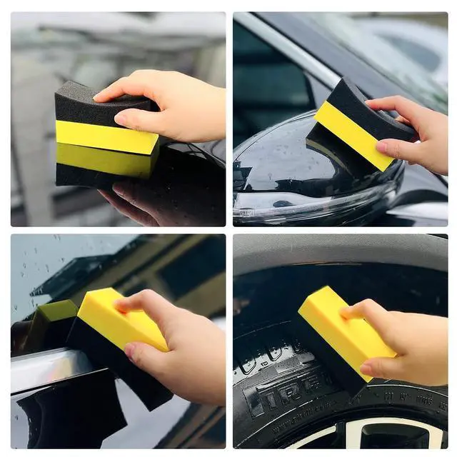 Alt view image 5 of 6 - Car Tire Applicator Dressing Shine Sponge, 4PCS Vehicle Contour Wheel Wax Buffing Applicator Pads, Auto Tire Shine Detailing Cleaning Sponge Tool, Universal for SUV RV Truck