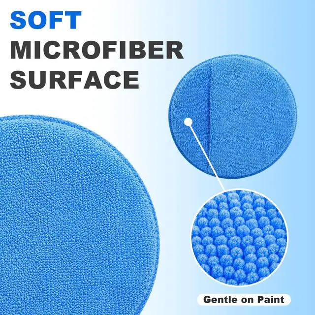 Alt view image 2 of 5 - 4 PCS Microfiber Wax Applicator Pads, 5 Inch Reusable Car Polishing Cleaning Pad with Finger Pocket, Washable Detailing Wax Applicator Buffing Sponge for Cars Trucks Motorcycles