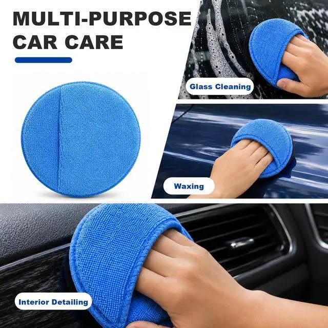 Alt view image 5 of 5 - 4 PCS Microfiber Wax Applicator Pads, 5 Inch Reusable Car Polishing Cleaning Pad with Finger Pocket, Washable Detailing Wax Applicator Buffing Sponge for Cars Trucks Motorcycles