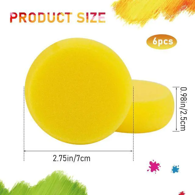 Alt view image 2 of 7 - 6 Pcs Pottery Sponges, Round Painting Sponge 3inch Yellow Artist Sponges Craft Clay Sponge Watercolor Sponges for Face Painting Pottery Ceramics Art Crafts