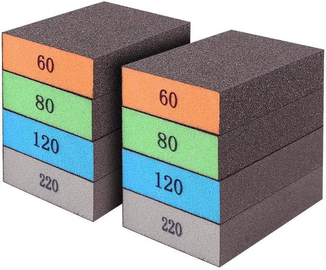 Main image of 8-Pack Sanding Sponge, Four Grits Per Pack 60/80/120/220, Washable and Reusable Handmade Sandpaper Block, Drywall Sandpaper Blocks for Wooden Drywall Sheetrock and Metal Glazing