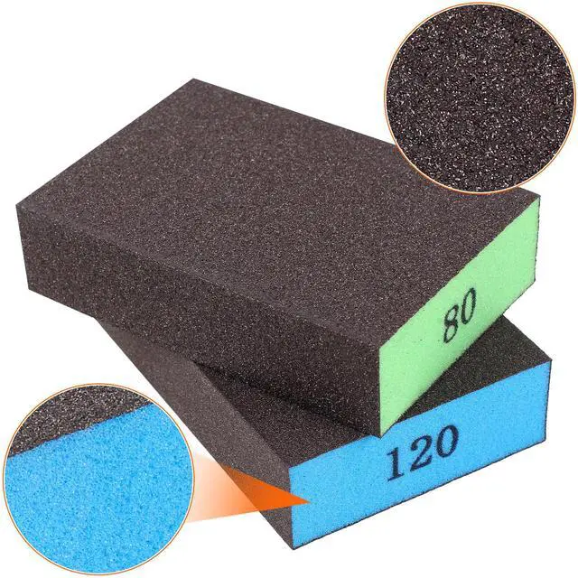 Alt view image 5 of 7 - 8-Pack Sanding Sponge, Four Grits Per Pack 60/80/120/220, Washable and Reusable Handmade Sandpaper Block, Drywall Sandpaper Blocks for Wooden Drywall Sheetrock and Metal Glazing