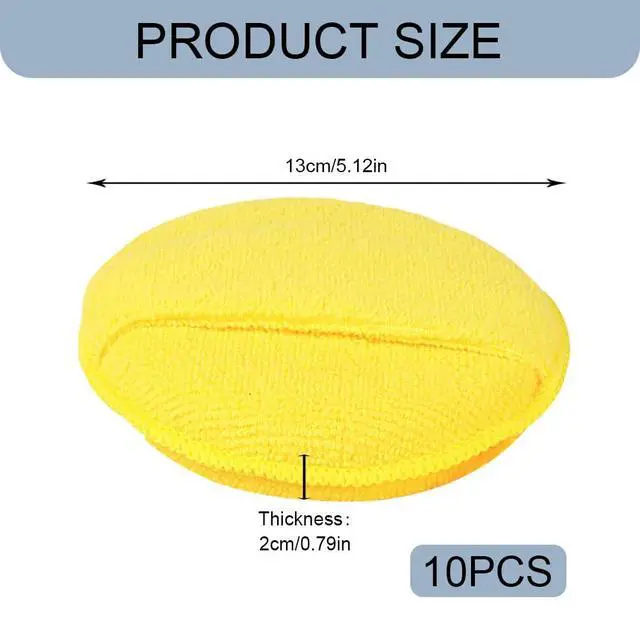 Alt view image 2 of 7 - 10PCS Wax Applicator Pads, Microfiber Polished and Waxed Sponge with Finger Pocket, Round Foam Car Wax Applicator Pad, Universal Detailing Sponge Block for Car Cleaning and Polishing (Yellow)