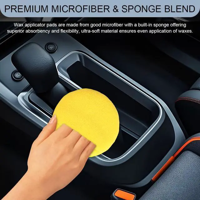 Alt view image 5 of 7 - 10PCS Wax Applicator Pads, Microfiber Polished and Waxed Sponge with Finger Pocket, Round Foam Car Wax Applicator Pad, Universal Detailing Sponge Block for Car Cleaning and Polishing (Yellow)