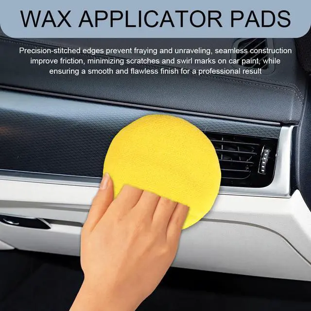 Alt view image 4 of 7 - 10PCS Wax Applicator Pads, Microfiber Polished and Waxed Sponge with Finger Pocket, Round Foam Car Wax Applicator Pad, Universal Detailing Sponge Block for Car Cleaning and Polishing (Yellow)