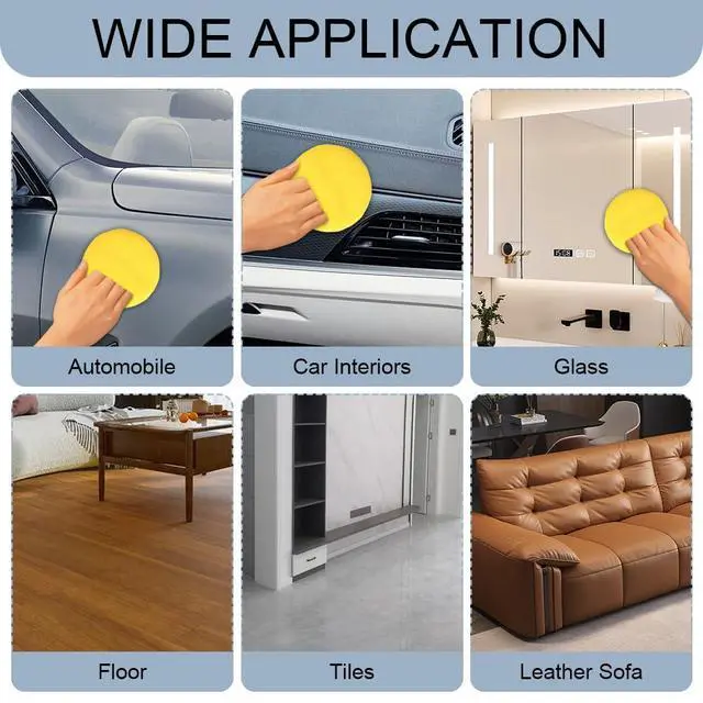 Alt view image 6 of 7 - 10PCS Wax Applicator Pads, Microfiber Polished and Waxed Sponge with Finger Pocket, Round Foam Car Wax Applicator Pad, Universal Detailing Sponge Block for Car Cleaning and Polishing (Yellow)