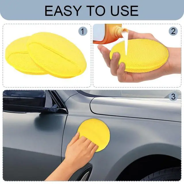 Alt view image 7 of 7 - 10PCS Wax Applicator Pads, Microfiber Polished and Waxed Sponge with Finger Pocket, Round Foam Car Wax Applicator Pad, Universal Detailing Sponge Block for Car Cleaning and Polishing (Yellow)