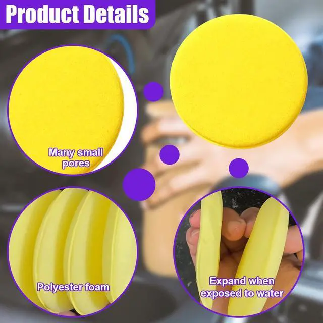 Alt view image 3 of 6 - Car Wax Applicator Pads, 4 Inch Round Soft Fine Polishing Foam Pads, Car Sponge Buffing Pad Auto Cleaning & Detailing Tool for Applying Dressings, Polishes, Waxes (12PCS)