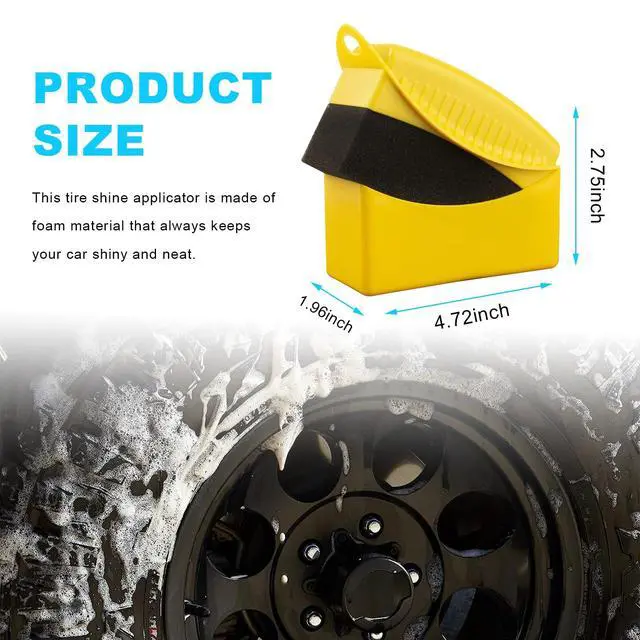 Alt view image 2 of 6 - 2PCS Tire Dressing Applicator, Reusable Car Tire Shine Sponge Pad With Lid, Durable Foam Auto Wheel Detailing for Vehicle Waxing Polishing Cleaning (Yellow)