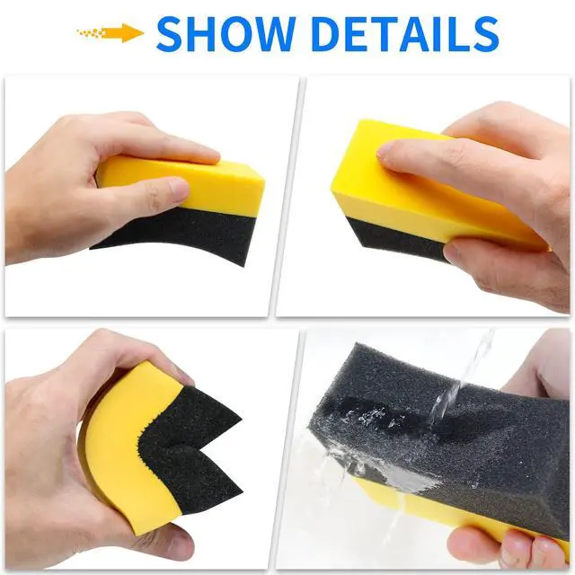 Alt view image 4 of 7 - 6 Pcs Tire Applicator Dressing Shine Sponge, Tire Dressing Applicator Pads, Color Polishing Sponge for Car Glass, Painted Steel & Porcelain