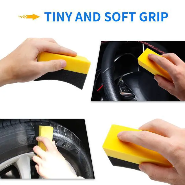 Alt view image 7 of 7 - 6 Pcs Tire Applicator Dressing Shine Sponge, Tire Dressing Applicator Pads, Color Polishing Sponge for Car Glass, Painted Steel & Porcelain