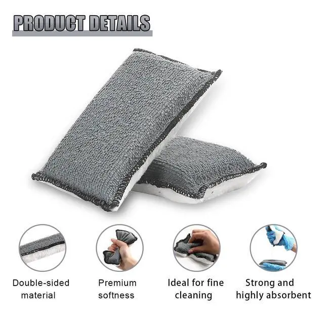 Alt view image 3 of 6 - 3PCS Car Interior Scrubbing Sponge, 5" × 3" Double Sided Microfiber Car Wax Applicator Pad, Auto Leather Detailing Cleaning Kit, Washing Sponge for Cars, Wood, Marble, Motorcycle (Grey/White)