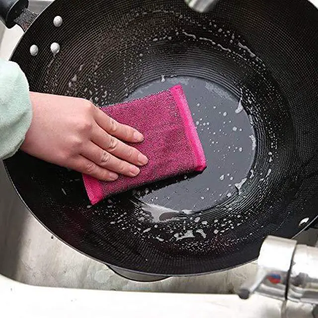 Alt view image 4 of 5 - 6 Pieces Non-Scratch Scrub Sponges Pads, Cleaning Scrub Sponge, Dish Wash Sponge, Kitchen Sponge, Multi-Use Heavy Duty Scrub Sponge - Gold