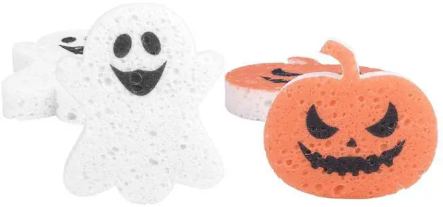 Main image of 4pcs Halloween Kitchen Sponges, Cute Pumpkin Ghost Halloween Fall Cleaning Spongelle Loofah Non Scratch Household for Kitchen Dish Pots Pans