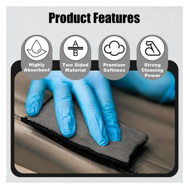Alt view image 3 of 6 - 3PCS 5"×3" Car Interior Scrubbing Sponges, Microfiber Car Wash Sponges, Auto Detailing Scrub Pads, Interior Cleaning Sponges for Car Leather, Plastic, Vinyl, Upholstery (Gray Black)