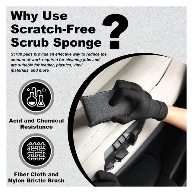 Alt view image 6 of 6 - 3PCS 5"×3" Car Interior Scrubbing Sponges, Microfiber Car Wash Sponges, Auto Detailing Scrub Pads, Interior Cleaning Sponges for Car Leather, Plastic, Vinyl, Upholstery (Gray Black)