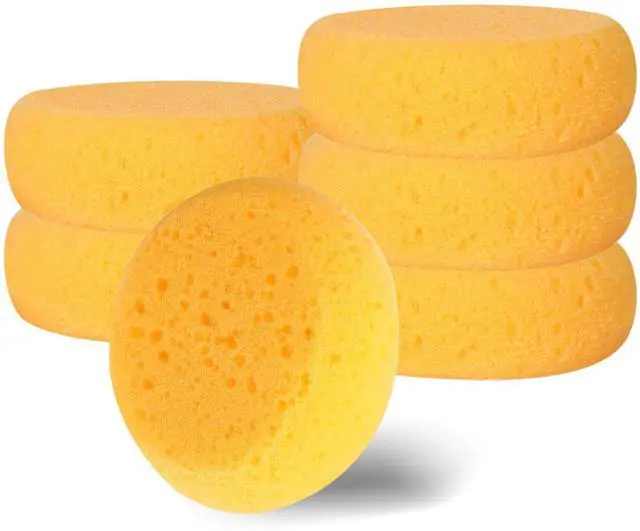 Main image of 6Pcs Pottery Sponges for Clay, 2.5inch Round Craft Small Yellow Painting Sponge, Synthetic Sponges for Pottery and Cleaning Horse Saddle, Watercolors Painting Sponge, Pottery Tools and Supplies