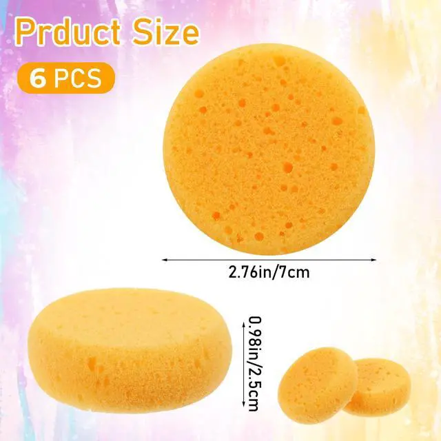 Alt view image 2 of 7 - 6 PCS Clay Sponges Elasticity Pottery Sponges Round Cleaning Soap Sponge Soft Yellow Artists Sponge for Kitchen Shoes Leather Care Painting