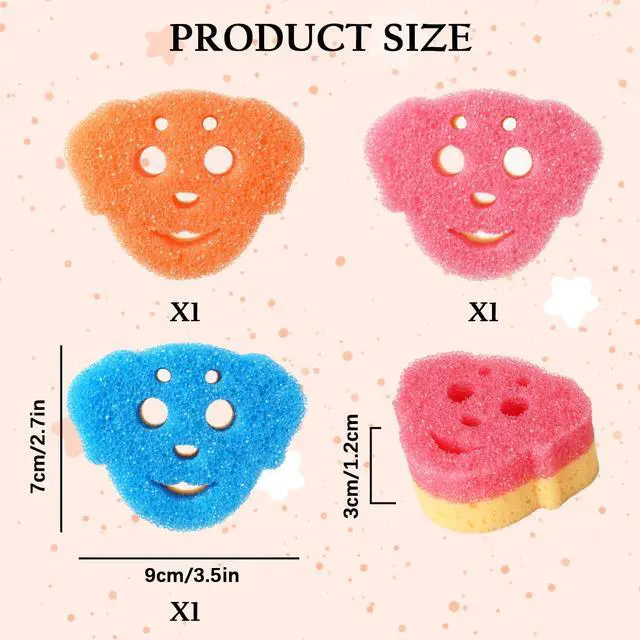 Alt view image 2 of 7 - 3 Pack Cute Dog Dish Sponge, Dual-Sided Cleaning Reusable Scrubbing Sponges for Dishes, Kitchen Accessories Dishwashing Sponge Scrubbers Kitchen Things Car Wash Sponges Non Scratch
