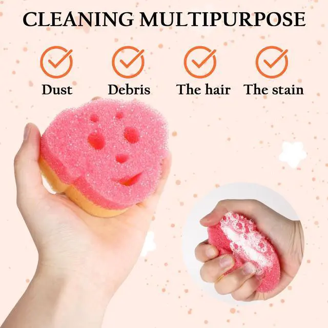 Alt view image 3 of 7 - 3 Pack Cute Dog Dish Sponge, Dual-Sided Cleaning Reusable Scrubbing Sponges for Dishes, Kitchen Accessories Dishwashing Sponge Scrubbers Kitchen Things Car Wash Sponges Non Scratch