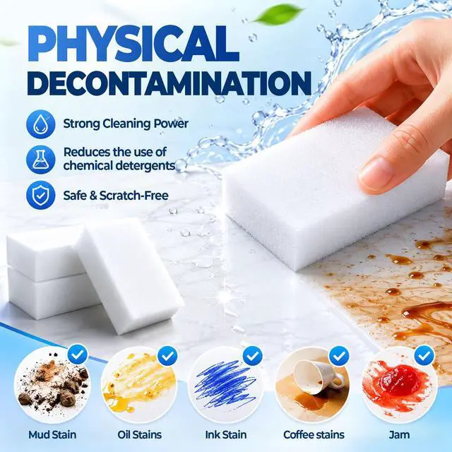 Alt view image 3 of 7 - Eco-Friendly Magic Eraser Sponge 10 Pack - Long Lasting Cleaning Sponge for Home Use - Kitchen Bathroom Tile Grout Stain Remover