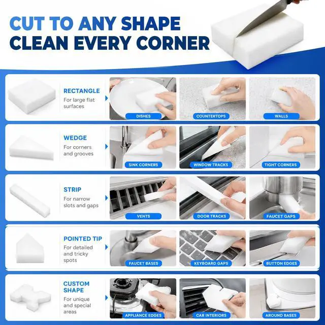 Alt view image 5 of 7 - Eco-Friendly Magic Eraser Sponge 10 Pack - Long Lasting Cleaning Sponge for Home Use - Kitchen Bathroom Tile Grout Stain Remover