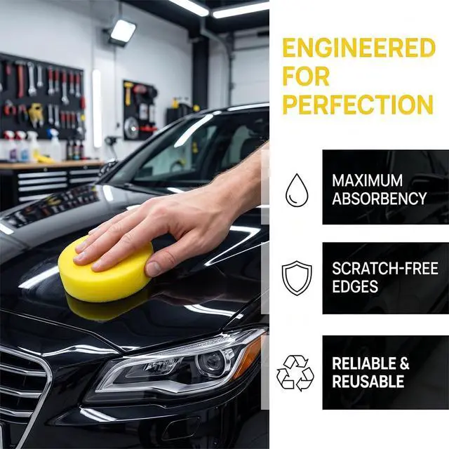 Alt view image 3 of 6 - Car Wash Sponges, Round Soft Non-Scratch Car Wax Applicator Pads, Multi-Purpose Auto Detailing Cleaning Foam Applicator for Cars, SUVs, Trucks (3PCS)