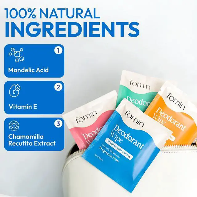 Alt view image 6 of 7 - Acidified Travel Deodorant Wipes For Women & Men - 15 Count - Fragrance Free - pH Balanced, Mini Deodorant Travel Size - Plastic-Free, Individually Wrapped Underarm Body Wipes