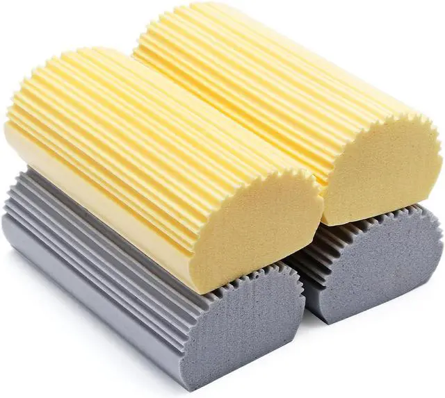 Main image of 4Pcs Reusable Damp Clean Duster Sponge, Gray and Yellow
