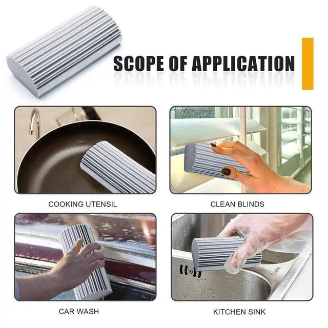 Alt view image 7 of 7 - 4Pcs Reusable Damp Clean Duster Sponge, Gray and Yellow