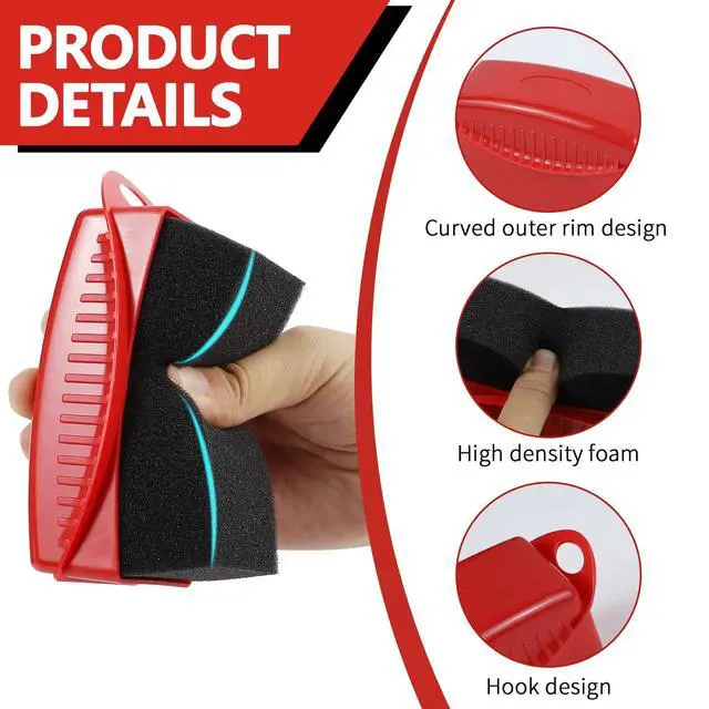 Alt view image 3 of 6 - 2PCS Tire Dressing Applicator, Car Tire Applicator Dressing Shine Sponge, Reusable Tire Dressing Applicator Pads with Lid, Wheel Applicator Foam for Car Detailing Cleaning (Red)