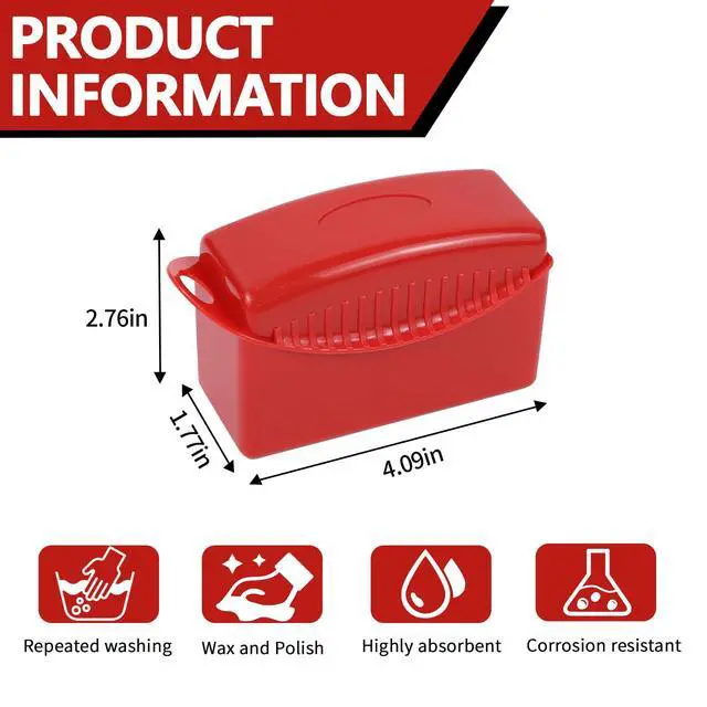 Alt view image 2 of 6 - 2PCS Tire Dressing Applicator, Car Tire Applicator Dressing Shine Sponge, Reusable Tire Dressing Applicator Pads with Lid, Wheel Applicator Foam for Car Detailing Cleaning (Red)
