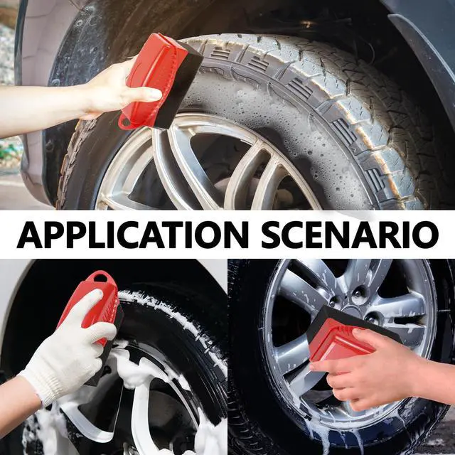 Alt view image 4 of 6 - 2PCS Tire Dressing Applicator, Car Tire Applicator Dressing Shine Sponge, Reusable Tire Dressing Applicator Pads with Lid, Wheel Applicator Foam for Car Detailing Cleaning (Red)