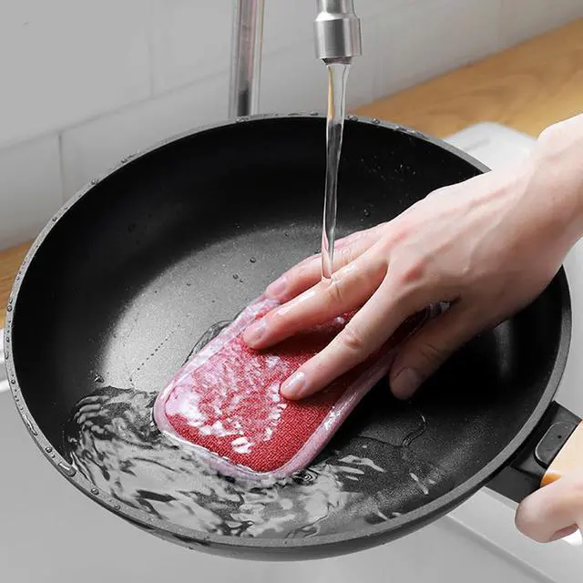 Alt view image 4 of 7 - 4 Pack Kitchen Scrub Sponge Dual Action Washing Up Cleaner Heavy Duty Scouring Pads Household Cleaning Wash Cloth (4)