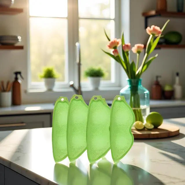 Alt view image 4 of 7 - 3 Pcs Green Multipurpose Bean Shaped Sponge Set, Heat Resistant Bottle and Internal Cleaning Sponges, Reusable entreprises Bottle Cleaning Tools, Household Cleaning Sponges