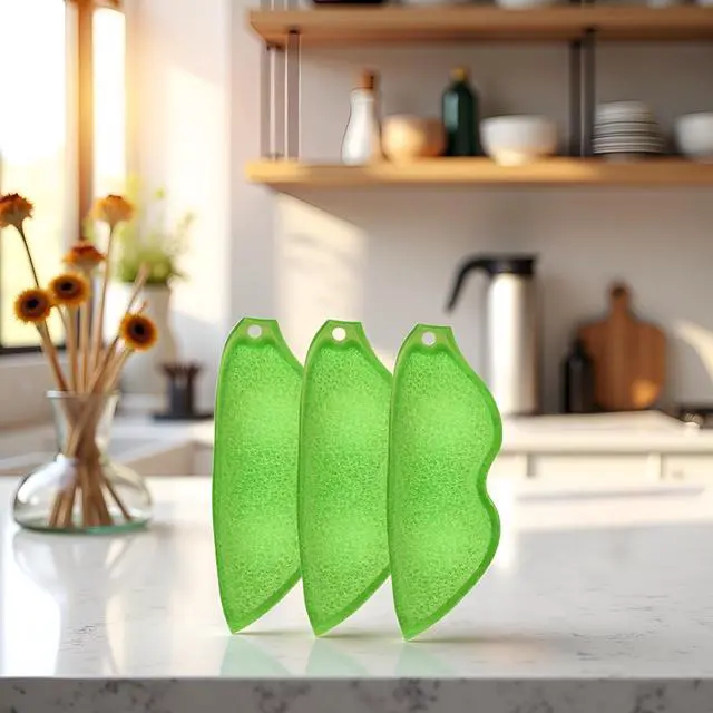 Alt view image 5 of 7 - 3 Pcs Green Multipurpose Bean Shaped Sponge Set, Heat Resistant Bottle and Internal Cleaning Sponges, Reusable entreprises Bottle Cleaning Tools, Household Cleaning Sponges