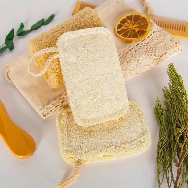 Alt view image 2 of 7 - 8 Pcs Natural Loofah Dishwashing Sponge Loofah Dish Towel Sponges with Hanging Loop for Kitchen Cleaning Dishes Natural Dish Scrubber