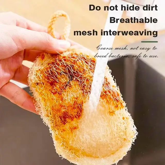 Alt view image 6 of 7 - 8 Pcs Natural Loofah Dishwashing Sponge Loofah Dish Towel Sponges with Hanging Loop for Kitchen Cleaning Dishes Natural Dish Scrubber