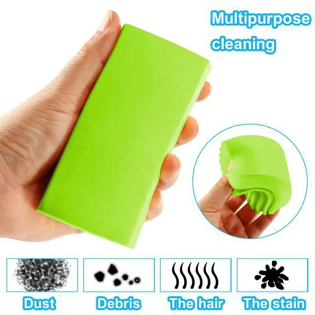 Alt view image 5 of 5 - 4-Pack Damp Cleaning Sponge Brush Set - Suitable for Kitchen and Car Window Cleaning,Mirrors, Window Track Grooves - Multi-Functional Cleaning Products That are Efficient Cleaning Tools(Green)