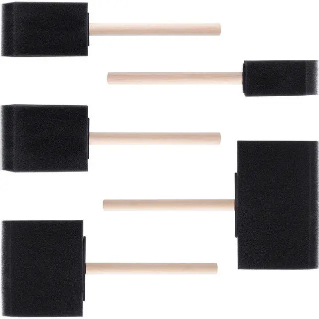 Main image of 5 Pcs Foam Paint Brushes, 5 Sizes (4", 3", 2", 1.6'', 1"), Black