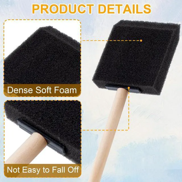 Alt view image 3 of 6 - 5 Pcs Foam Paint Brushes, 5 Sizes (4", 3", 2", 1.6'', 1"), Black