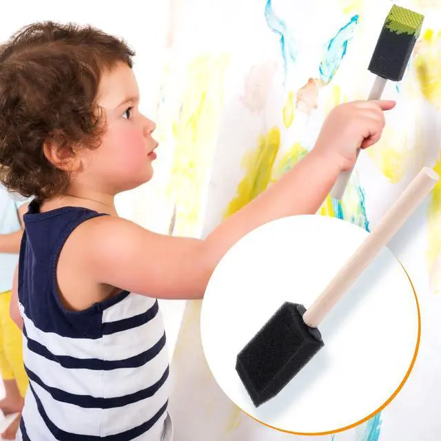 Alt view image 5 of 6 - 5 Pcs Foam Paint Brushes, 5 Sizes (4", 3", 2", 1.6'', 1"), Black