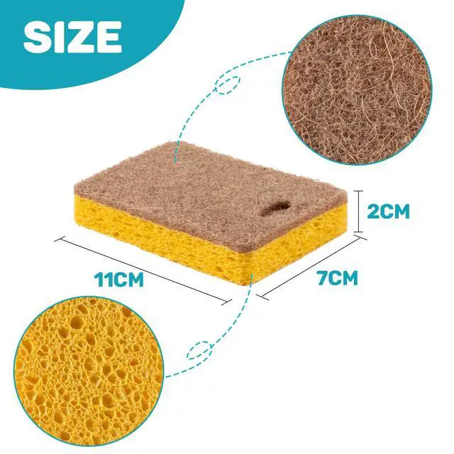 Alt view image 2 of 7 - 10PCS Natural Sponges for Dishes - Biodegradable Sponges Kitchen Eco Friendly Dish Sponge Non-Scratch Sponges for Cleaning Kitchen