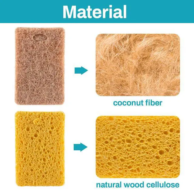 Alt view image 3 of 7 - 10PCS Natural Sponges for Dishes - Biodegradable Sponges Kitchen Eco Friendly Dish Sponge Non-Scratch Sponges for Cleaning Kitchen